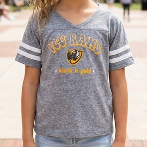 Rivalry Threads VCU Rams Gray Heathered V-Neck Varsity Stripe Tee NWT